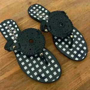 Women’s Jack Rogers Jelly Sandals Navy Blue Gingham Shoes Sz 6